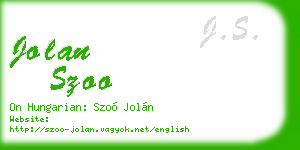 jolan szoo business card